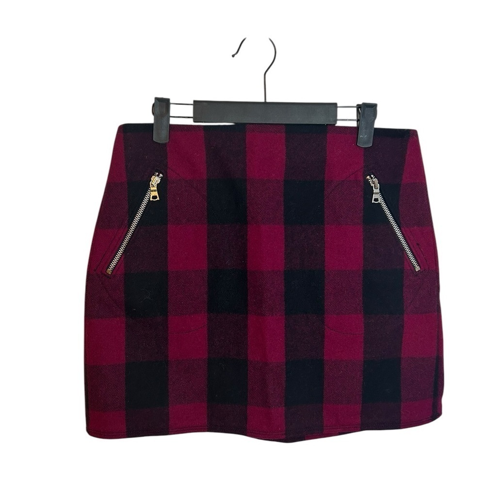Gap Pink Plaid Wool Mini Skirt